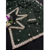 Women's Georgette Embroidered Saree With Unstitched Blouse 5.5Mtr (Green)