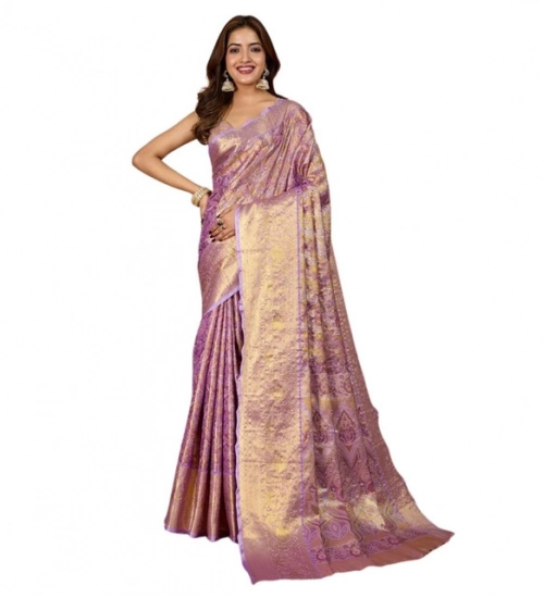 Women's Jacquard Saree With Unstitched Blouse 5.5Mtr (Multicolor)
