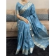 Women's Satin Printed Saree With Unstitched Blouse 5.5Mtr (light Blue) Women's Satin Printed Saree With Unstitched Blouse 5.5Mtr (light Blue)