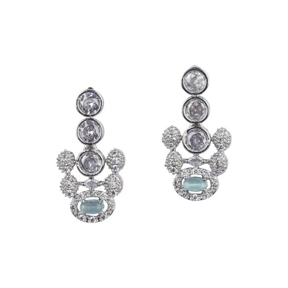 Women's Brass Silver Plated Necklace set (Turquoise)