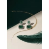 Women's Brass Silver Plated Drop Earrings (Green)