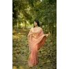 Women's Silk_Blend Checked Saree With Unstitched Blouse 5.5Mtr (Peach)