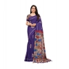 Women's Linen Printed Saree With Unstitched Blouse 5.5Mtr (Purple) Women's Linen Printed Saree With Unstitched Blouse 5.5Mtr (Purple)