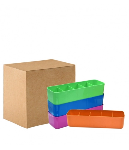 Pack Of 2_Socks Organizer Tray – 4-Piece Set | Quick 5-Section Storage Trays for Drawer Organizing | Sorting Tray for Socks, Accessories And Closet Storage (Color: Assorted )