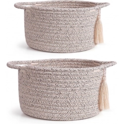 Cotton 8x4 Inch Round 2 Set Kidi With Jhalar Bedside Organizer (Kidi)