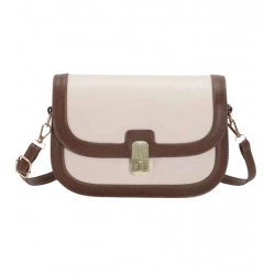 Women's PU Leather Zipper Sling Bag (Beige)