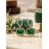 Women's Brass Silver Plated Drop Earrings (Green)