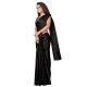 Women's Satin Printed Saree With Unstitched Blouse 5.5Mtr (Black)