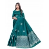 Women's Soft Lichi Silk Printed Saree With Unstitched Blouse 5.5Mtr (Rama)