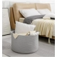 Cotton 14x12 Inch Pack of 1 Storage Basket For Clothes (Gray)