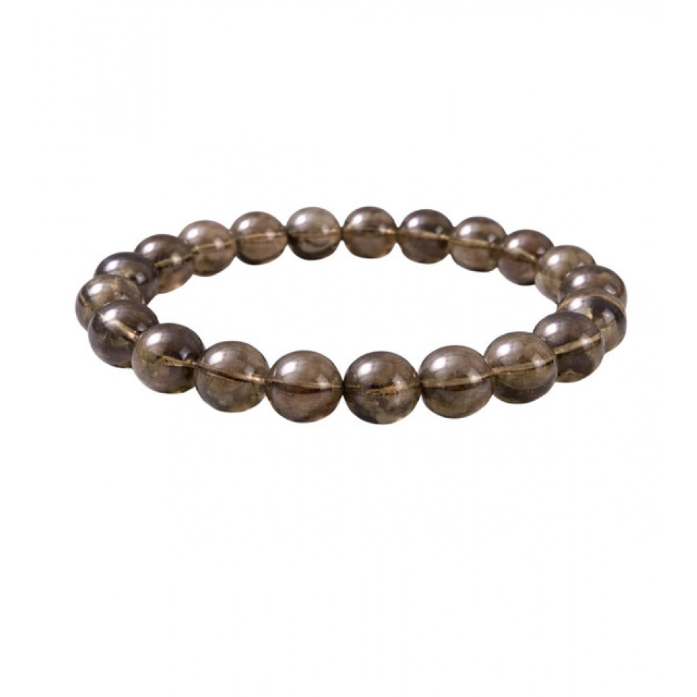 Natural Crystal 8mm Smoky Quartz Bracelet  (Brown)