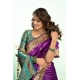 Women's Silk Blend Woven Saree With Unstitched Blouse 5.5 Mtr (Purple)