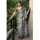 Women's Polyester Printed Saree With Unstitched Blouse 5.5 Mtr (Grey)