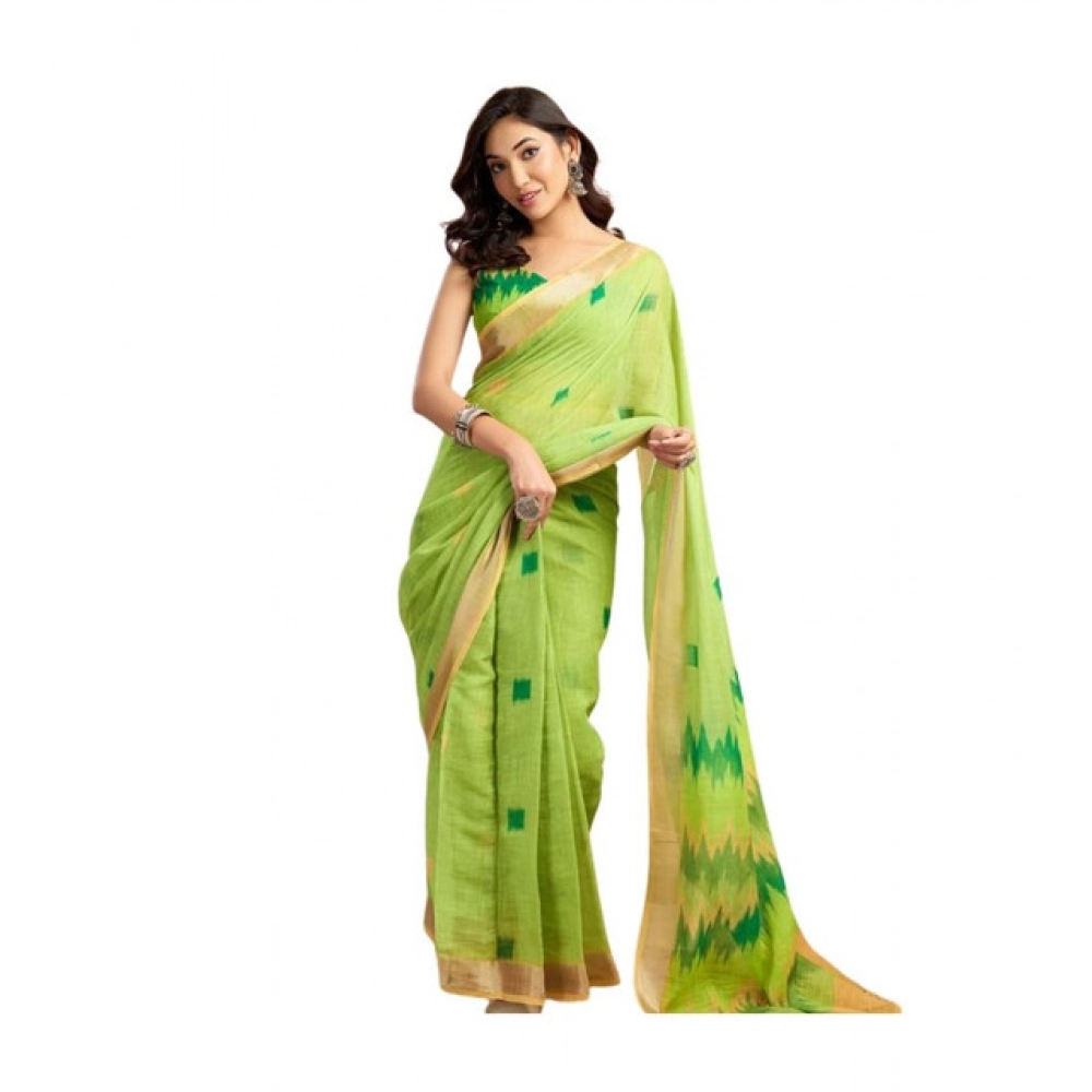 Women's Linen Cotton Printed Ready To Wear Saree With Unstitched Blouse 5.5 Mtr (Lime) Women's Linen Cotton Printed Ready To Wear Saree With Unstitched Blouse 5.5 Mtr (Lime)
