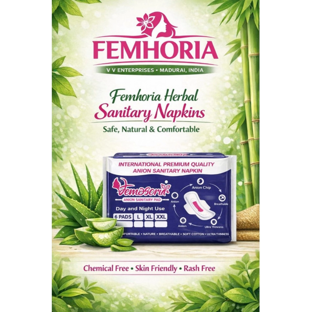 Pack of_12 Pcs Cotton Green wave Anion Sanitary Pads with Wings (White)