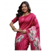 Women's Faux_Tussar Floral Saree With Unstitched Blouse 5.5Mtr (Pink) Women's Faux_Tussar Floral Saree With Unstitched Blouse 5.5Mtr (Pink)
