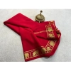 Women's Crepe Chit Pallu Solid Saree With Unstitched Blouse 5.5Mtr (Red) Women's Crepe Chit Pallu Solid Saree With Unstitched Blouse 5.5Mtr (Red)