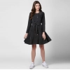 Women's Denim Washed Long Sleeves Dress (Black)