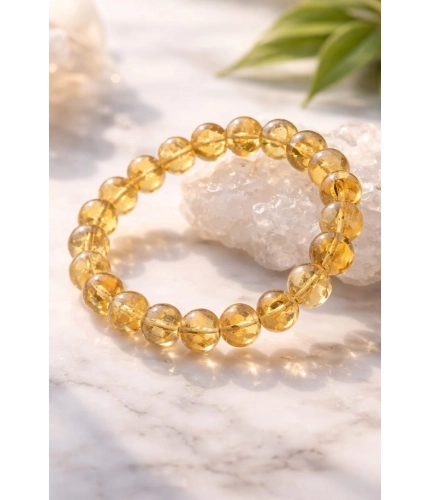 Natural Crystal 8mm Citrine Bracelet (Yellow)