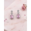 Women's Brass Silver Plated Drop Earrings (Pink)