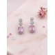 Women's Brass Silver Plated Drop Earrings (Pink) Women's Brass Silver Plated Drop Earrings (Pink)