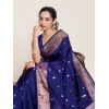 Women's Jacquard Woven Saree With Unstitched Blouse 5.5Mtr (Navy)