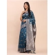 Women's Banarasi Silk Printed Saree With Unstitched Blouse 5.5Mtr (Teal Blue) Women's Banarasi Silk Printed Saree With Unstitched Blouse 5.5Mtr (Teal Blue)