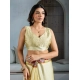 Women's Satin Crepe Printed Saree With Unstitched Blouse 5.5Mtr (Cream)