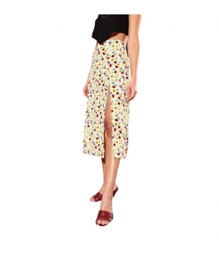 Women's Polyester Floral Side Zip Skirt (Multicolor)