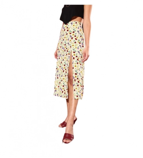 Women's Polyester Floral Side Zip Skirt (Multicolor)
