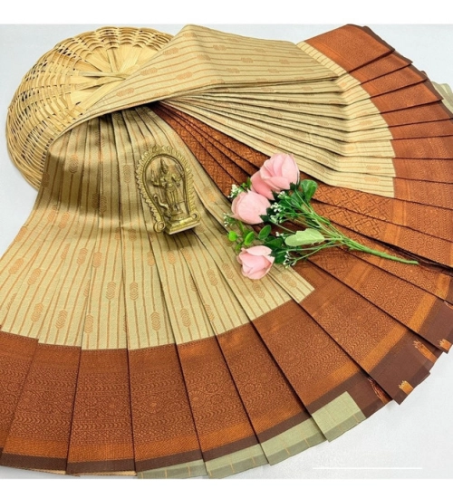 Women's Soft Silk Printed Saree With Unstitched Blouse 5.5Mtr (Sandal Yellow)