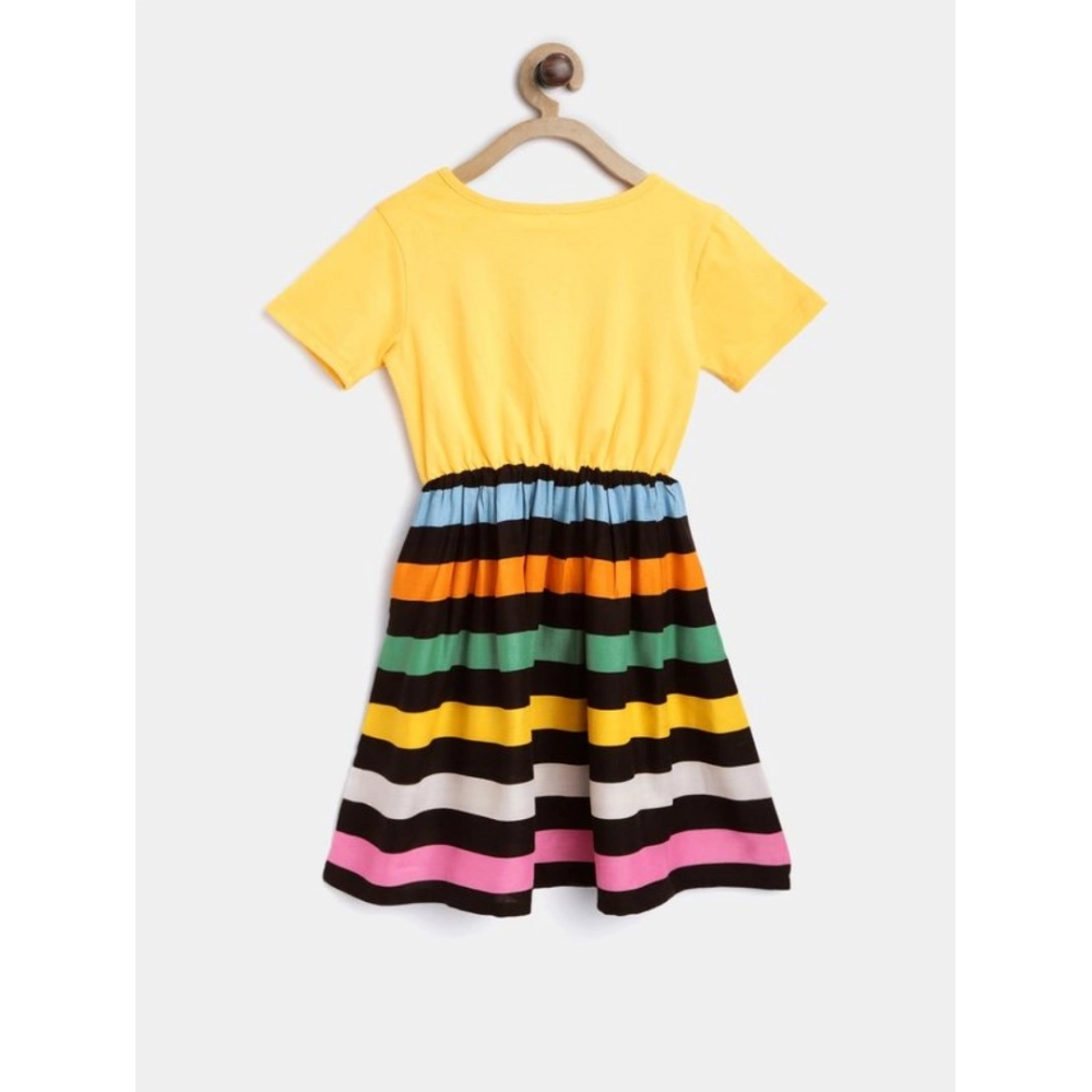 Girl's Cotton Striped Short Sleeve Dress (Multicolor) Girl's Cotton Striped Short Sleeve Dress (Multicolor)