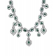 Women's Brass Silver Plated Necklace set (Green)