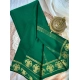 Women's Crepe Chit Pallu Solid Saree With Unstitched Blouse 5.5Mtr (Green)