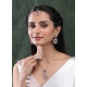Women's Brass Silver Plated Pendant Set (Red)