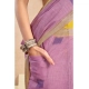 Women's Linen Cotton Printed Ready To Wear Saree With Unstitched Blouse 5.5 Mtr (Lavender)