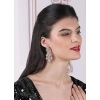 Women's Brass Silver Plated Drop Earrings (Pink)