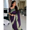 Women's Litchi silk Printed Saree With Unstitched Blouse (Purple) Women's Litchi silk Printed Saree With Unstitched Blouse (Purple)