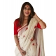 Women's Linen Printed Saree With Unstitched Blouse 5.5Mtr (White) Women's Linen Printed Saree With Unstitched Blouse 5.5Mtr (White)