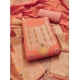 Women's Banarasi Silk Printed Unstitched Salwar Suit Material With Dupatta (Peach, 3Mtrs)