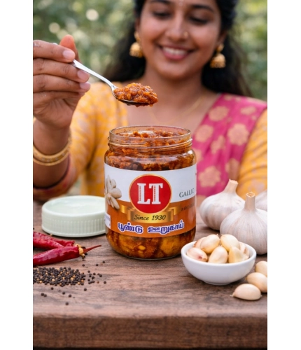 Pack of_3 300GM LT Garlic Pickle Traditional Digestive Side Dish (Red)