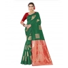 Women's Soft Lichi Silk Printed Saree With Unstitched Blouse 5.5Mtr (Green)