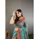 Women's Linen Printed Saree With Unstitched Blouse 5.5Mtr (Olive)