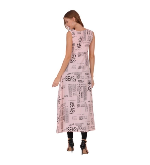 Women's Casual Crepe Sleeveless Slit Dress (Light Pink) Women's Casual Crepe Sleeveless Slit Dress (Light Pink)