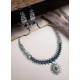 Women's Brass Silver Plated Necklace set (Blue) Women's Brass Silver Plated Necklace set (Blue)