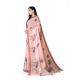 Women's Georgette Floral Printed Saree With Unstitched Blouse 5.5Mtr (Peach)
