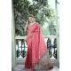 Women's Faux_Tussar_Silk Geometric_Print Saree With Unstitched Blouse 5.5Mtr (Pink)
