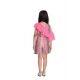 Girl's Cotton &amp; Polyester Printed 3/4th Sleeves Dress (Pink)