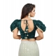 Women's Jimmy Solid V Neck Puff Sleeve Readymade Blouse (Teal 38 , Alterable up to 42)-PID65845