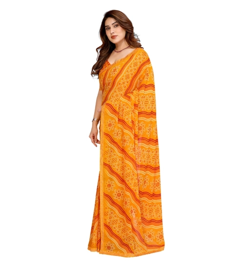 Women's Georgette Printed Saree With Unstitched Blouse 5.5Mtr (Yellow) Women's Georgette Printed Saree With Unstitched Blouse 5.5Mtr (Yellow)